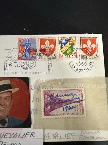 MAURICE CHEVALIER autographed Stamp W Envelope signed And with COA - Picture 3 of 6