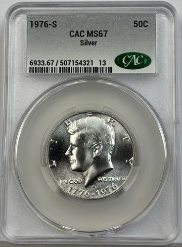 1976-S Kennedy Half Dollar CAC CACG MS67 Silver Bicentennial CHOICE