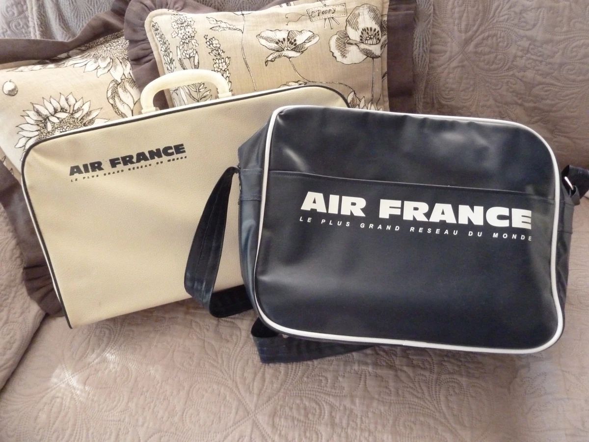 Porte-cartes Vintage En Cuir Air France - Couleur Gris Bleu - Occasion - Publicité Rétro
