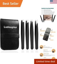 4 1 Pieces Tweezers Set with Travel Case, Great Precision Upgrade Profession...