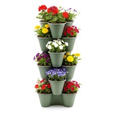 Stackable Strawberry Planters Vertical Garden Tower Multi Tier Herb Flower Pot