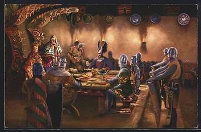 Ansichtskarte Nibelungen II, An Etzels Tafel 