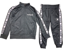 Hurley Boys 2 Piece Track Suit Jacket Pants Anthracite Gray Zip Front Size 5 S 