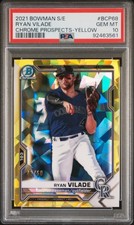 2021 BOWMAN SAPPHIRE EDITION CHROME PROSPECTS YELLOW RYAN VILADE 43/50 PSA 10