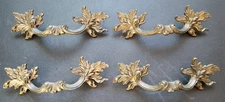 4 Vintage Reclaimed (Brass?) French Provincial Style Drawer Pull Handles 5"