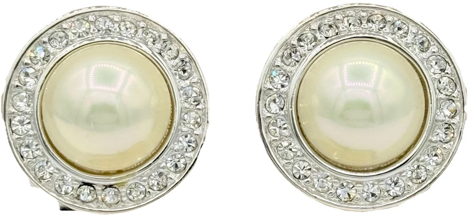 Wie Neu, Vintage DIOR Kunstperlen Kristall Ohrclips,Schmuck ca.2cm.Ohrringekarte