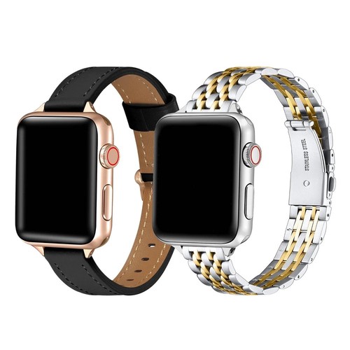 Posh Tech - 2-Pack Skinny Stella & Carmen Bands for Smartwatch - Black/Silver