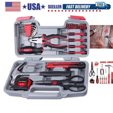 39-Piece Home Tool Set Kit, Essential Household Hand Tools with Plastic Stora...