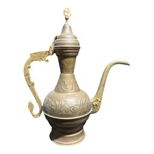 Vintage mosiężny dzbanek Kair Egipt stemplowany orientalny dzbanek do kawy Dallah