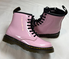 Dr Martens Toddler Size 10 Lace and Zip Pink Patent Combat Boots 1460 Cute Shiny
