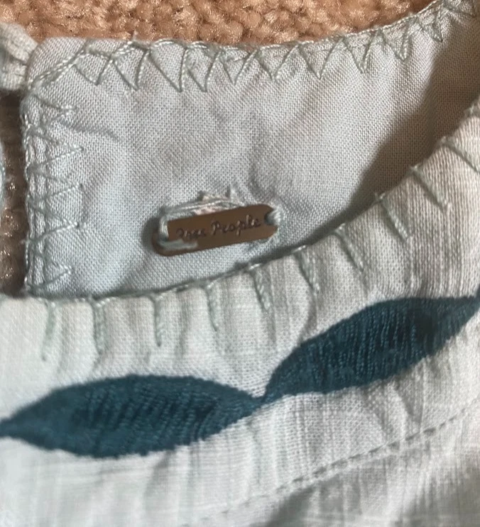 Vestido Free People Feminino XS Bordado Boho Maxi Floral Pássaros Cottagecore Verde - Imagem 3 de 4