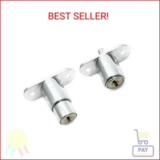 XMHF Push Plunger Lock, 19mm Cylinder Zinc Alloy Chrome Finish, 2Pcs, Keyed Diff