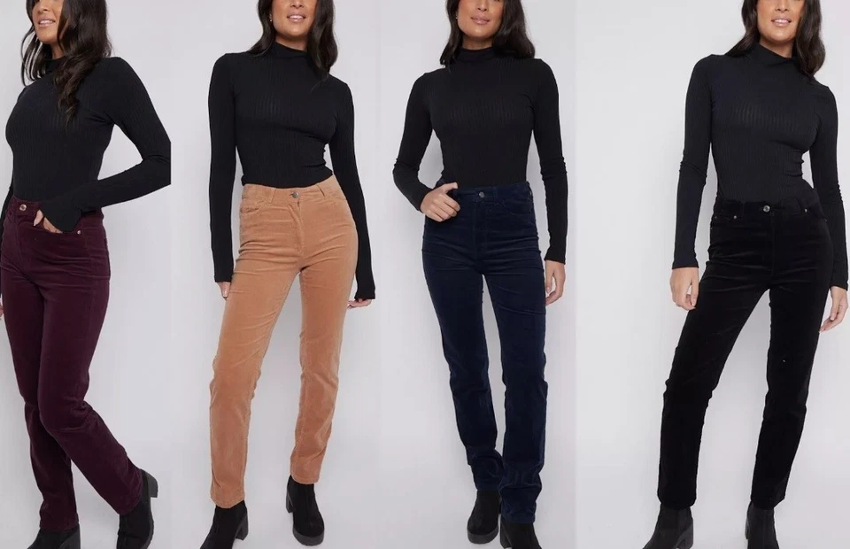 Ladies Straight Corduroy Trousers Cords Jeans Sienna Cotton Marks Stretch - Image 2 of 4