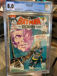 BATMAN #234 CGC 8.0 1971 1ST SILVER AGE APP OF TWO FACE WHITE PAGES!! NEAL ADAMS