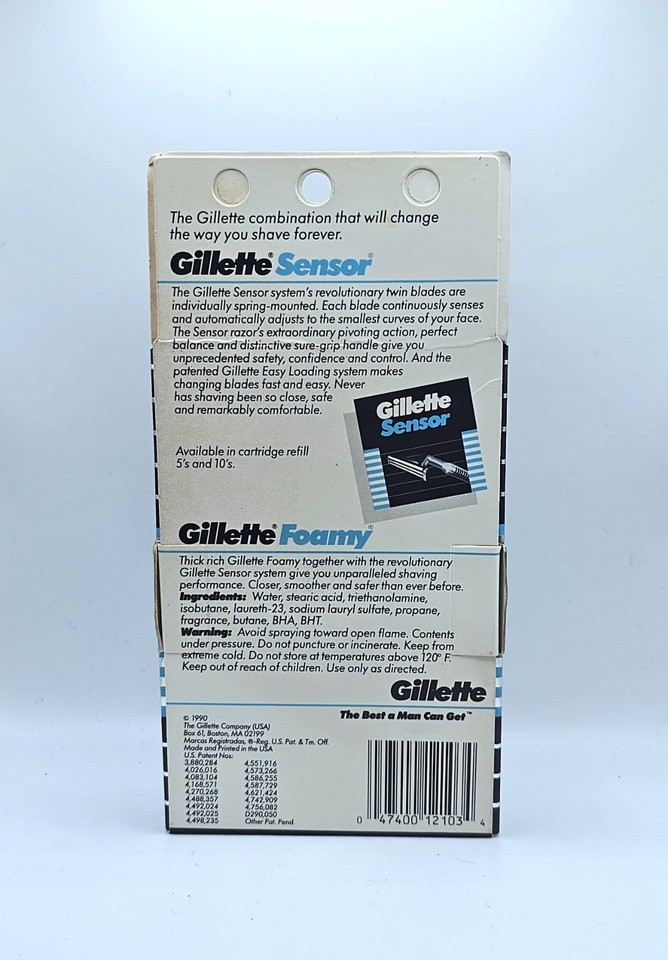 Vintage Gillette Sensor Razor Handle, 3 Cartridges And Shaving Cream ...