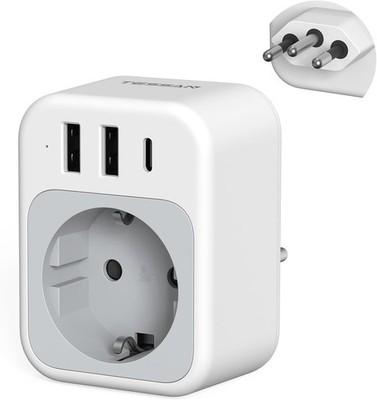 TESSAN Adapter Brasilien, 4 in 1 Reiseadapter Brasilien mit USB C, Reisestecker