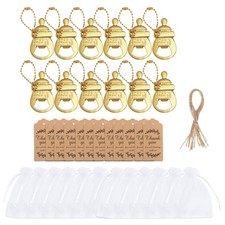 Pack Of 12 Bottle Openers with Organza Bag for Baby Shower Event Party Senvenirs