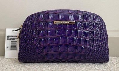 Brahmin Melbourne DANY Cosmetic Makeup Case Bag Pouch ROYAL PURPLE Violet NWT