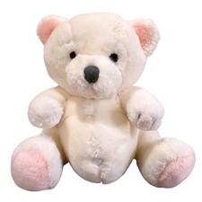 Vintage 1987 Dakin White Teddy Bear Plush 9in Pink Paws Korea Stuffed Animal