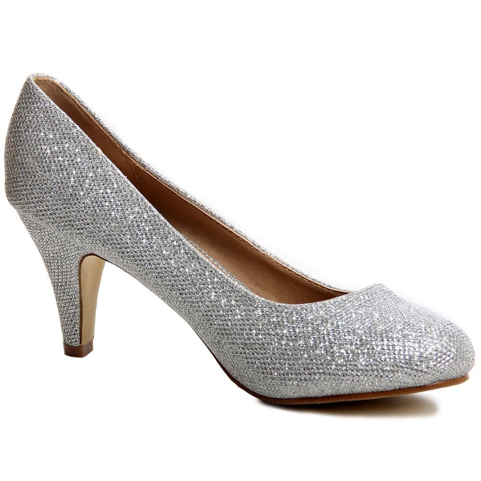 Donna Brillantini Décolleté Festa di Nozze Plateau Tacchi Alti Lusso Argento 36 - Immagine 3 di 4