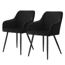 2X Dining Chairs Velvet Padded Seat Metal Legs Kitchen Chair Home Office Set