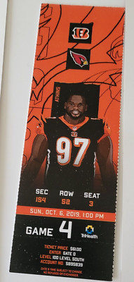 2019 Cincinnati Bengals Arizona Cardinals NFL Football Full Ticket Stub Oct 6