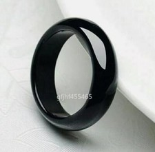 Certified Black Natural Myanmar A jadeite Jade Ring Lovers ring 16-21mm