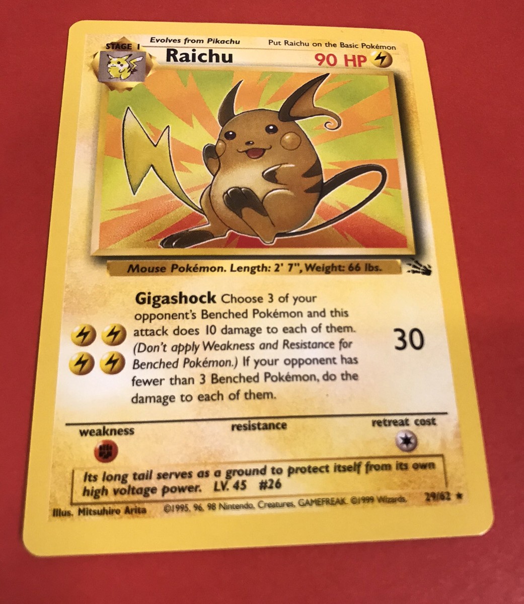 Raichu - 29/62 Fossil Set - Rare Non Holo Pokemon Card Played | eBay