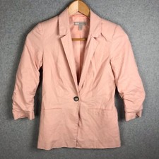 Asos Linen Blend Pink Single Button Blazer Size 2