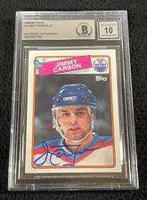 Jimmy Carson Signed 1988/89 Topps Card #9 Beckett Certified Oilers Auto Grade 10