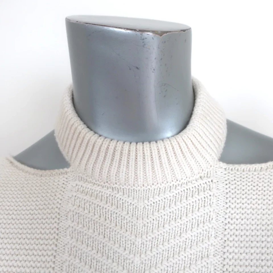 Alexander McQueen Cutout Shoulder Sweater Cream Wool-Blend Knit Size Small - Image 2 of 4