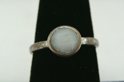 Lucky Brand Silver-Tone Ring With Milky White Faceted Stone Size