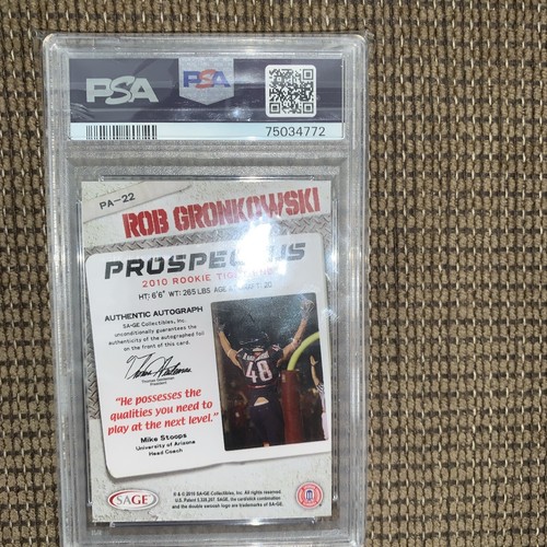 Rob Gronkowski 2010 Sage Hit Prospectus PSA Graded 9 RC Serial #100 - Picture 3 of 3