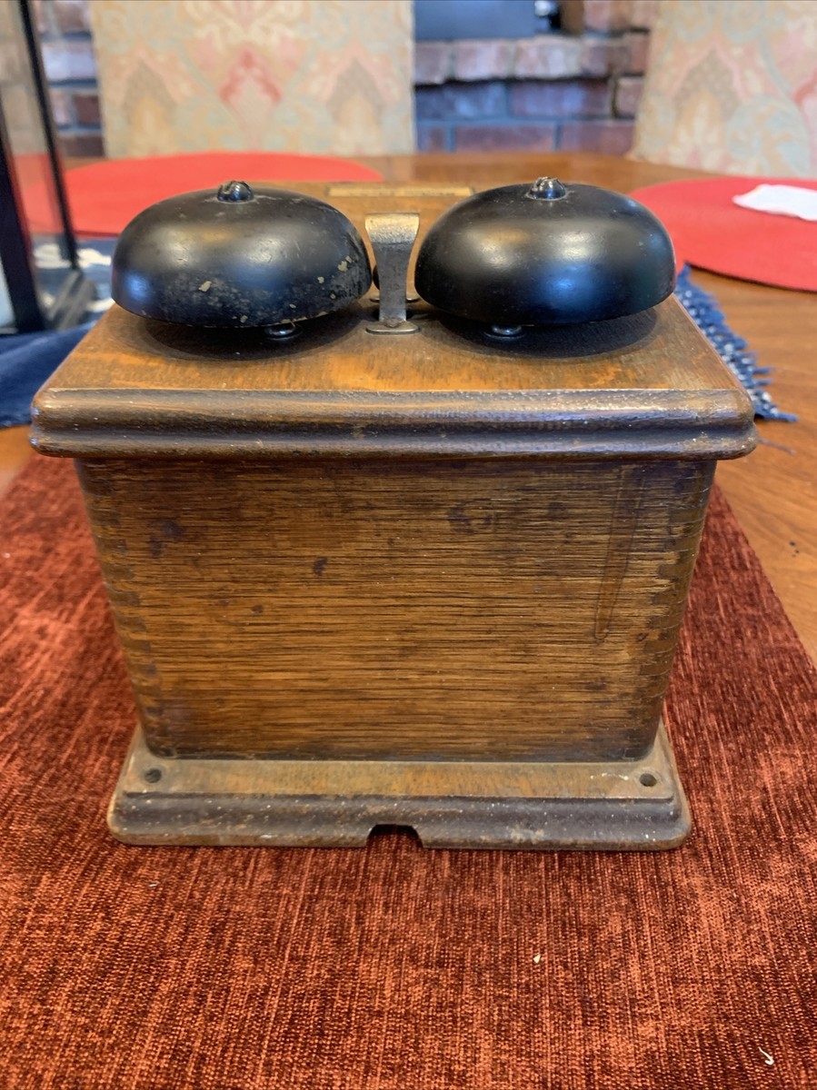 Western Electric Antique Oak Ringer Wall Box Phone Bells Crank | eBay
