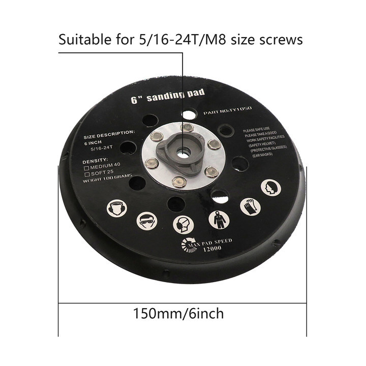 Orbital Sander Hook Loop Backing Pad for High Speed Polishing Dust Removal