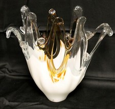 1980s Modern Contemporary Murano Italian Large Glass Vase Brown Swirl Abstract