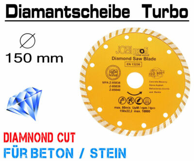 Diamant Trennscheibe Diamantscheibe Beton Scheibe Ø 150 mm Turbo HTS150 Jobi