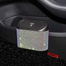Bling Crystal Car Trash Can Auto Hanging Garbage Storage Holder Litter Container