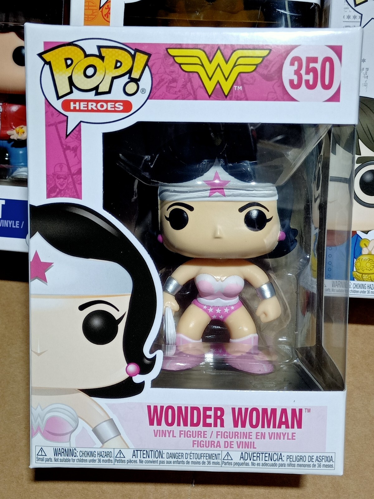 Figurine Funko Pop DC Comics Wonder Woman BC Awareness en vinyle rose de 9 cm