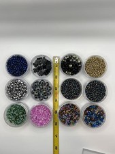 Mixed Bead Set - 12 Containers of Colorful Glass  Acrylic Beads SR362 