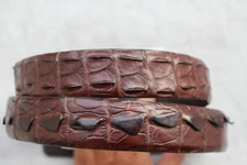 NO JOINTED - Brown Genuine CROC Leather SKIN MEN'S Belt - W 1.3"