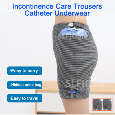 2 Pack Incontinence Care Trousers Catheter Underwear Urine Bag Elderly Patient