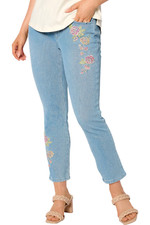 Belle by Kim Gravel Flexibelle Floral Strt Leg Ankle Jeans Light Wash