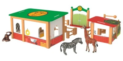 Playtive Zoogehege mit abnehmbaren Dächern Kinder Holz Spielzeug Zoo Zebra Affe