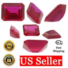 Loose Emerald Cut Shape Ruby CZ Stone Single Red Cubic Zirconia July Birthstone