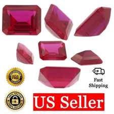 Loose Emerald Cut Shape Ruby CZ Stone Single Red Cubic Zirconia July Birthstone