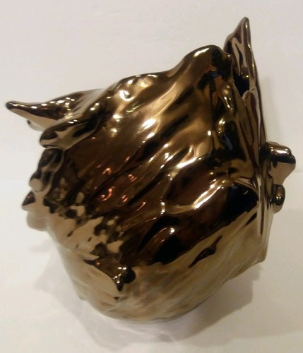 Vtg Metallic Brown Copper Finish Abstract Ceramic 10" Tall Wind & Water Vase - Picture 5 of 12