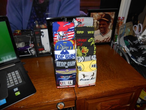 TOP GUN/COBRA KAI 6 PAIR EACH CASUAL CREW SOCKS 12 PAIRS TOTAL SIZE 8-12 NEW FS!