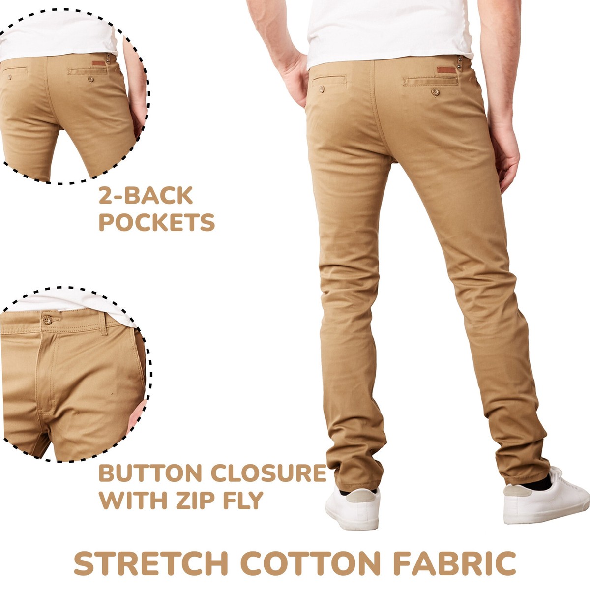 Men's Super Stretch Slim Fit Everyday Chino Pants (Sizes 30-42) 2