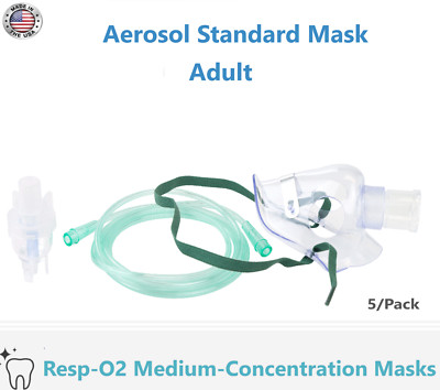 Adult Aerosol Mask with 6cc Cup 7' Standard Tube Connector Replacement, 5/Pcs